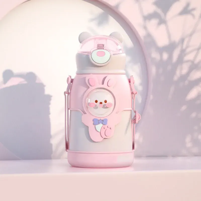 Vaccum Flask Portable Straw Thermos Cute Water Bottle For Girls